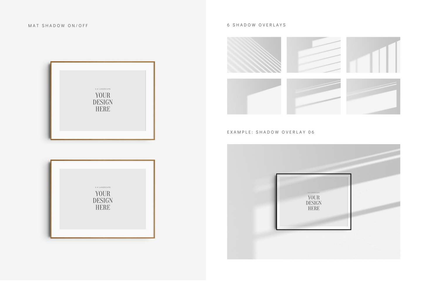 FRAME MOCKUP 3:4 LANDSCAPE | Horizontal Frame Mockup | Wood Frame Mockup | PSD