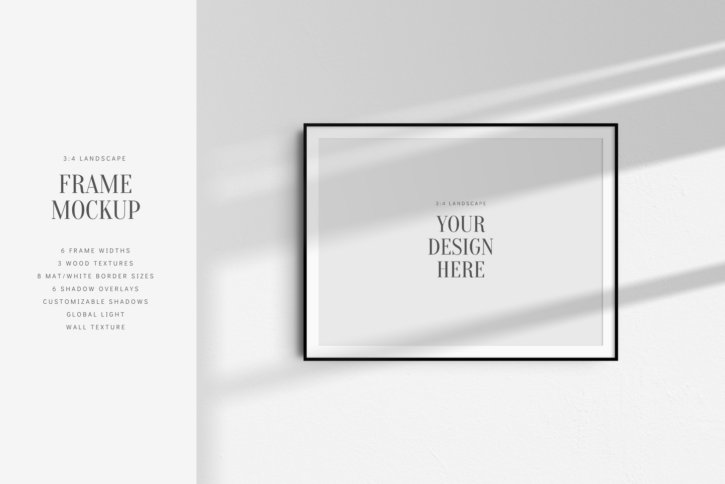 FRAME MOCKUP 3:4 LANDSCAPE | Horizontal Frame Mockup | Wood Frame Mockup | PSD