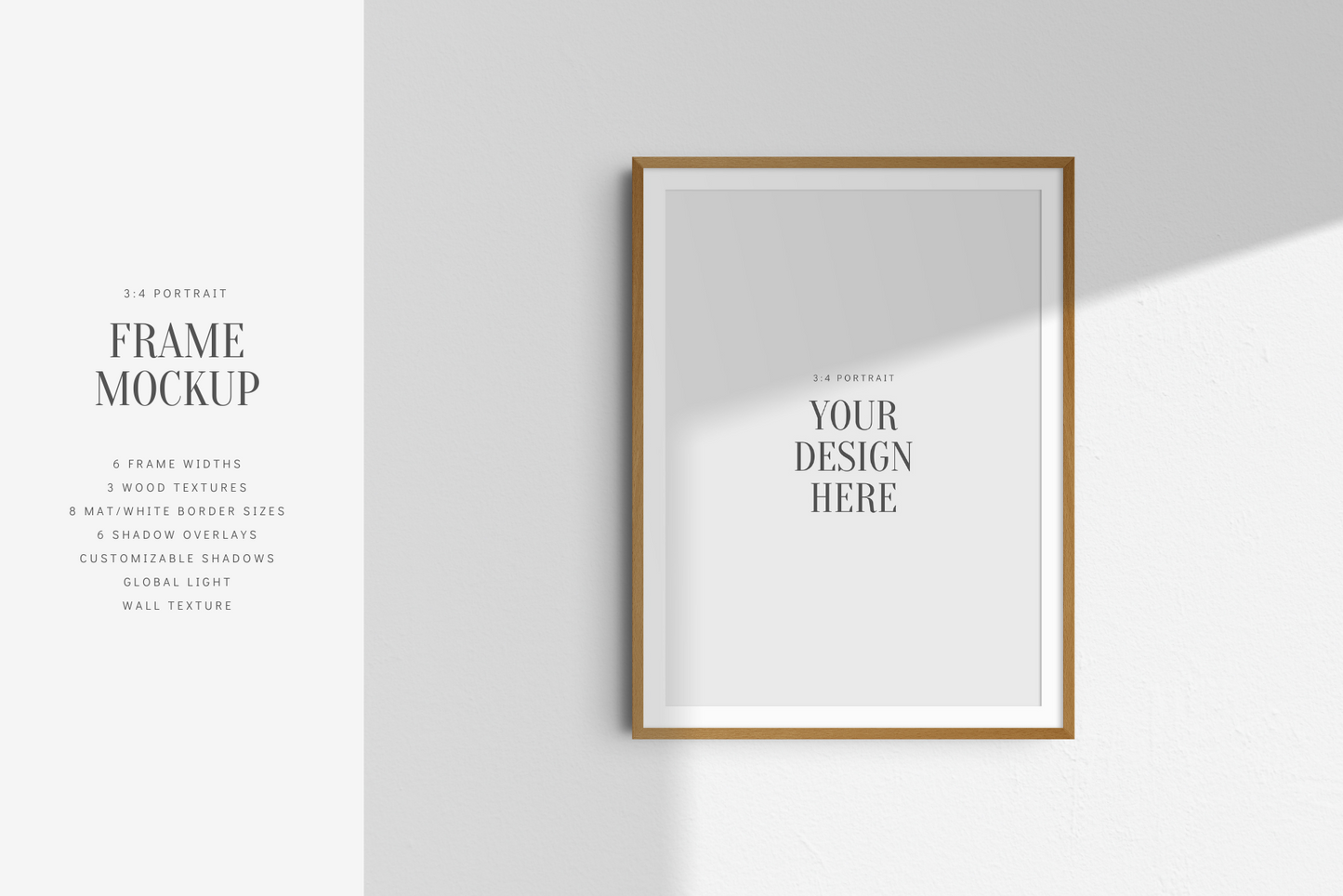 FRAME MOCKUP 3:4 PORTRAIT | Vertical Frame Mockup | Wood Frame Mockup | PSD