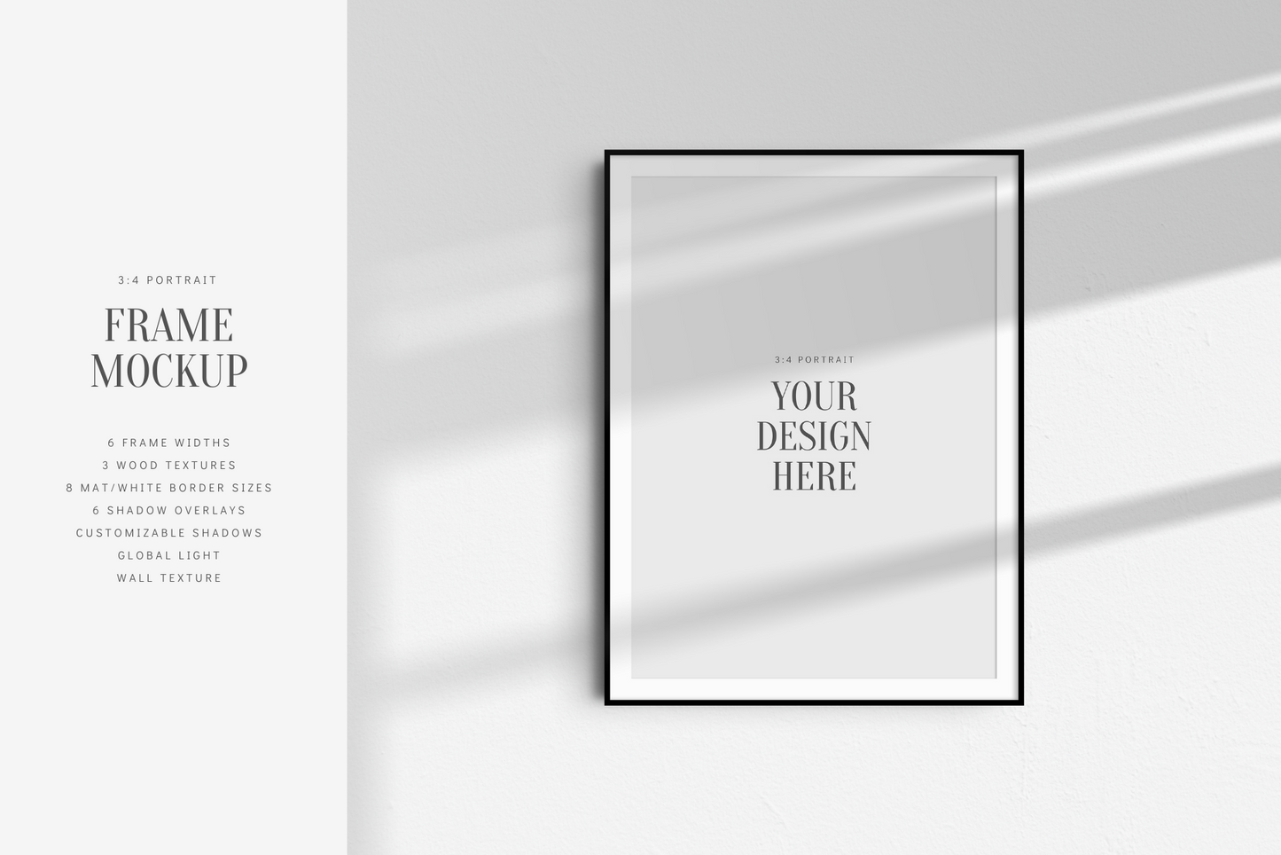 FRAME MOCKUP 3:4 PORTRAIT | Vertical Frame Mockup | Wood Frame Mockup | PSD