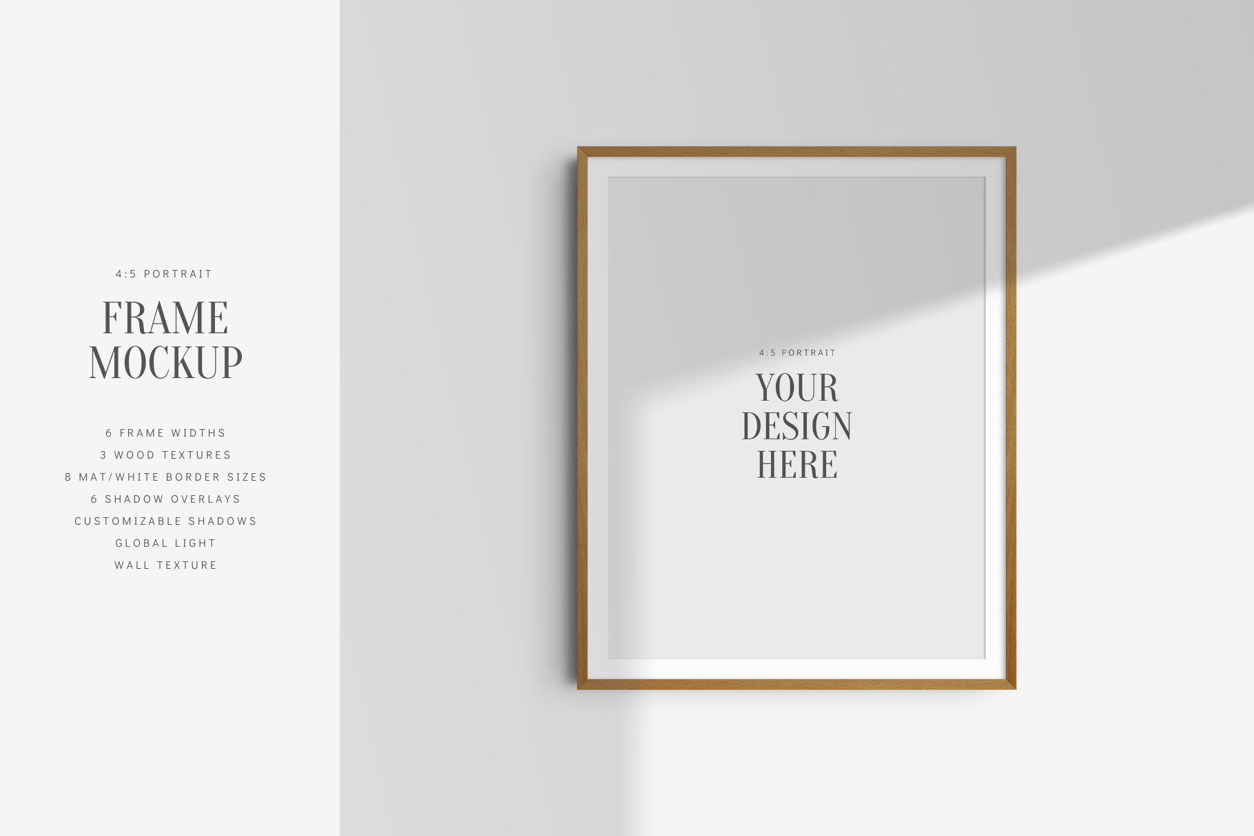 FRAME MOCKUP 4:5 PORTRAIT | Vertical Frame Mockup | Wood Frame Mockup | PSD