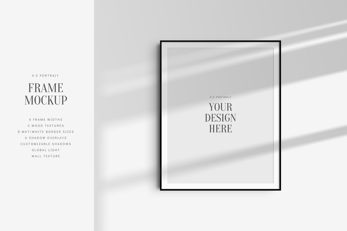 FRAME MOCKUP 4:5 PORTRAIT | Vertical Frame Mockup | Wood Frame Mockup | PSD