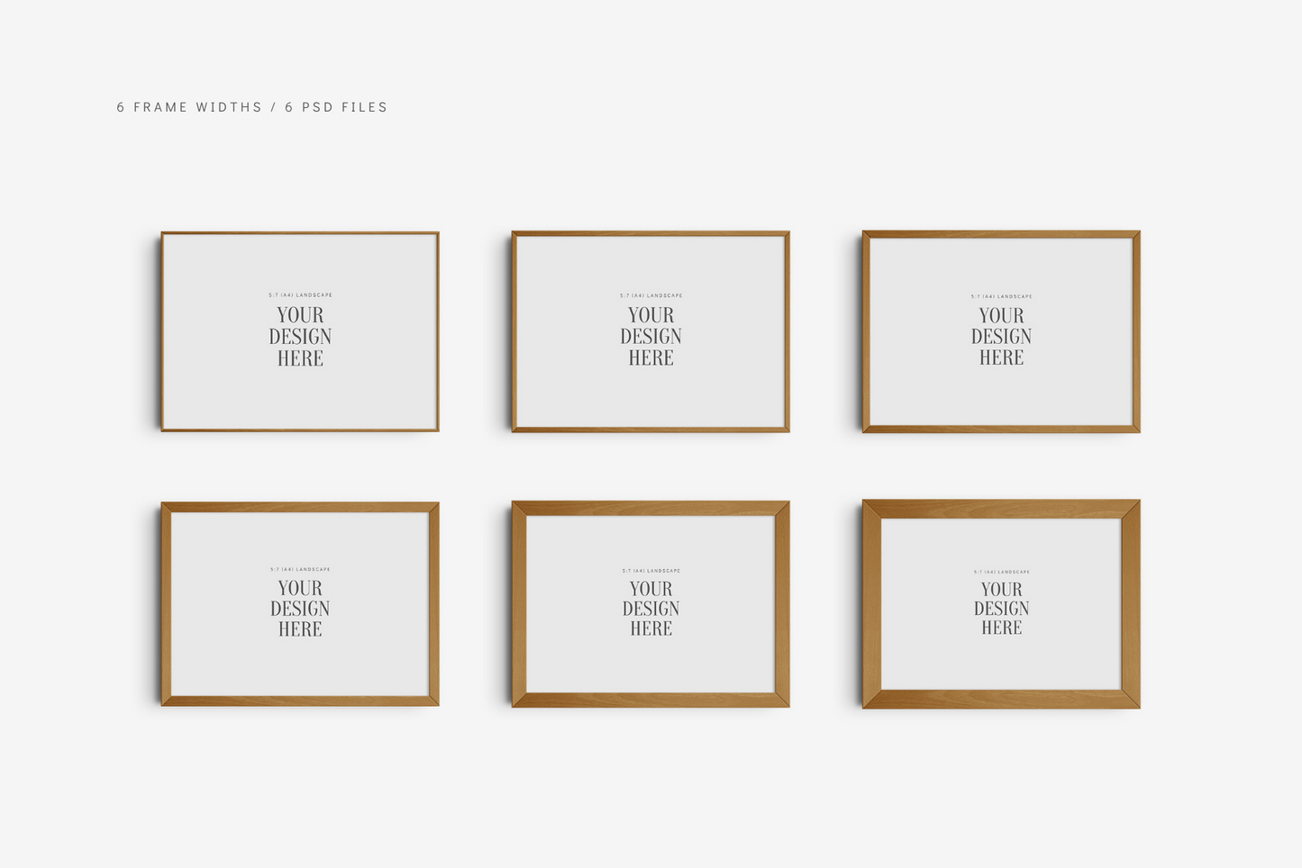 FRAME MOCKUP 5:7 (A4) LANDSCAPE | Horizontal Frame Mockup | Wood Frame Mockup | PSD