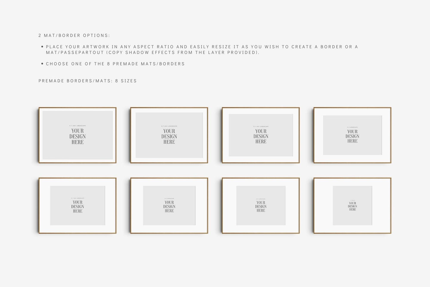 FRAME MOCKUP 5:7 (A4) LANDSCAPE | Horizontal Frame Mockup | Wood Frame Mockup | PSD