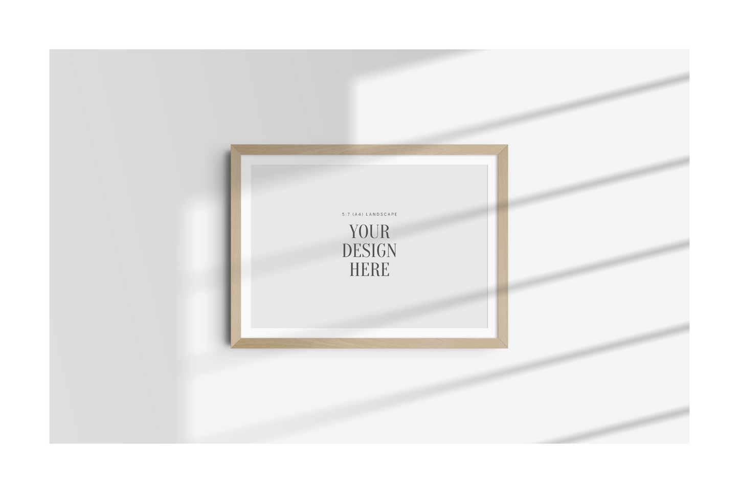 FRAME MOCKUP 5:7 (A4) LANDSCAPE | Horizontal Frame Mockup | Wood Frame Mockup | PSD