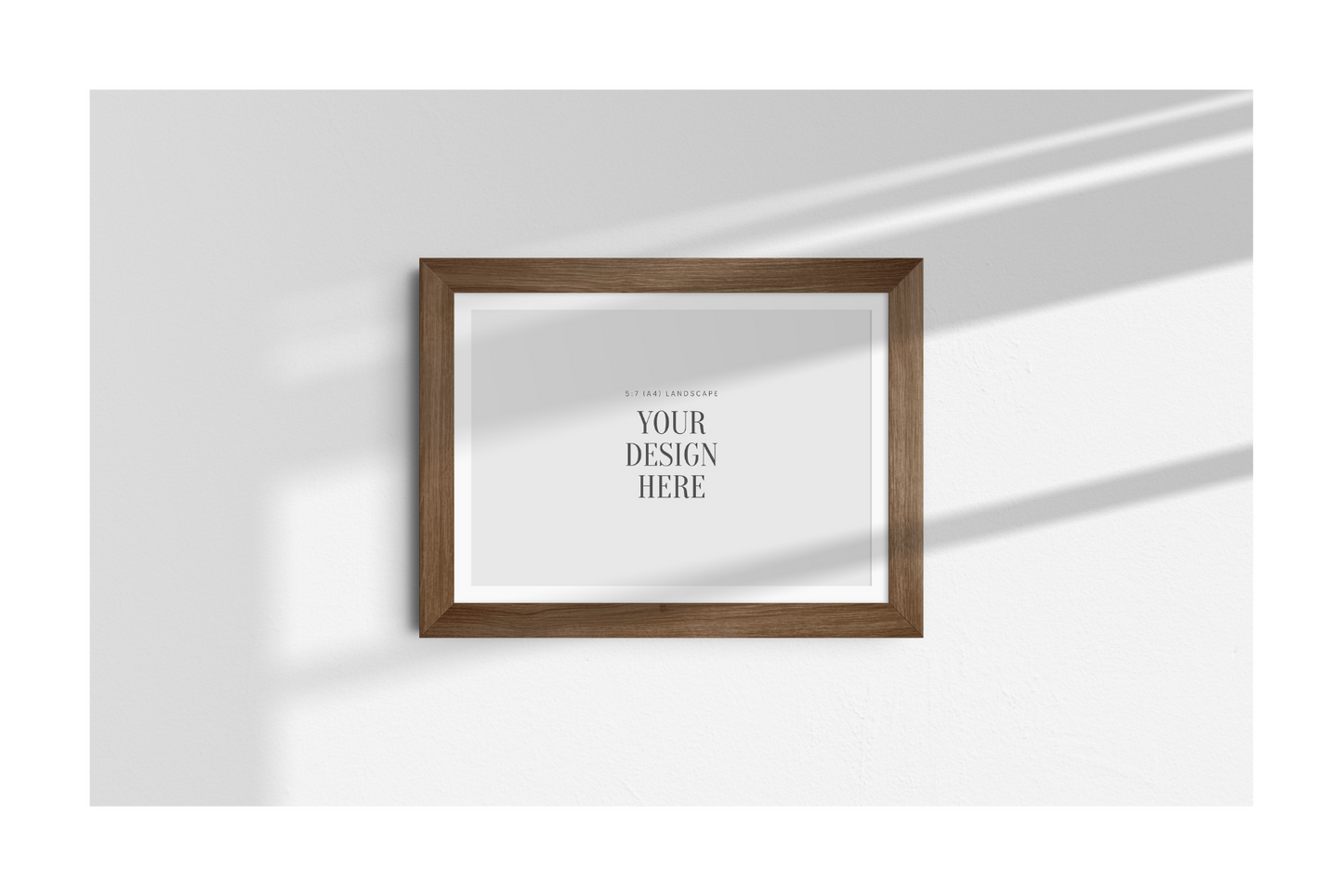 FRAME MOCKUP 5:7 (A4) LANDSCAPE | Horizontal Frame Mockup | Wood Frame Mockup | PSD