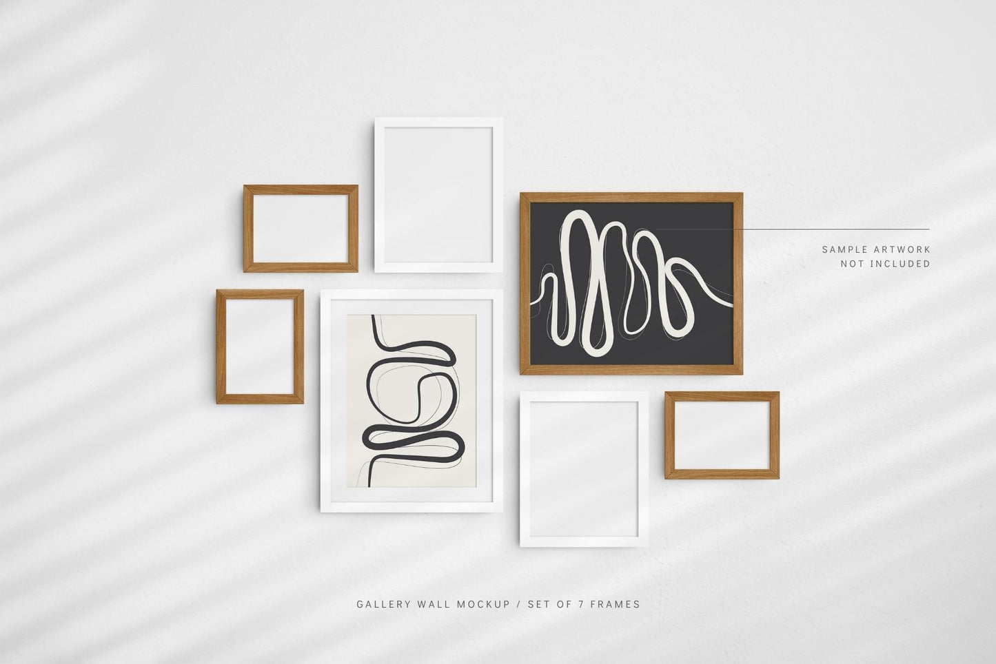 Gallery Wall Mockup | Set of 7 Frames | Frame Mockup | PSD | Editable Frame Colors and Texture