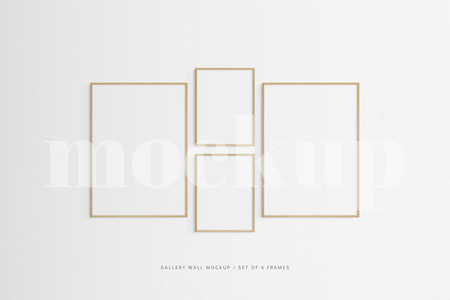 Gallery Wall Mockup | Set of 4 Frames | Frame Mockup | Oak Timber | PSD