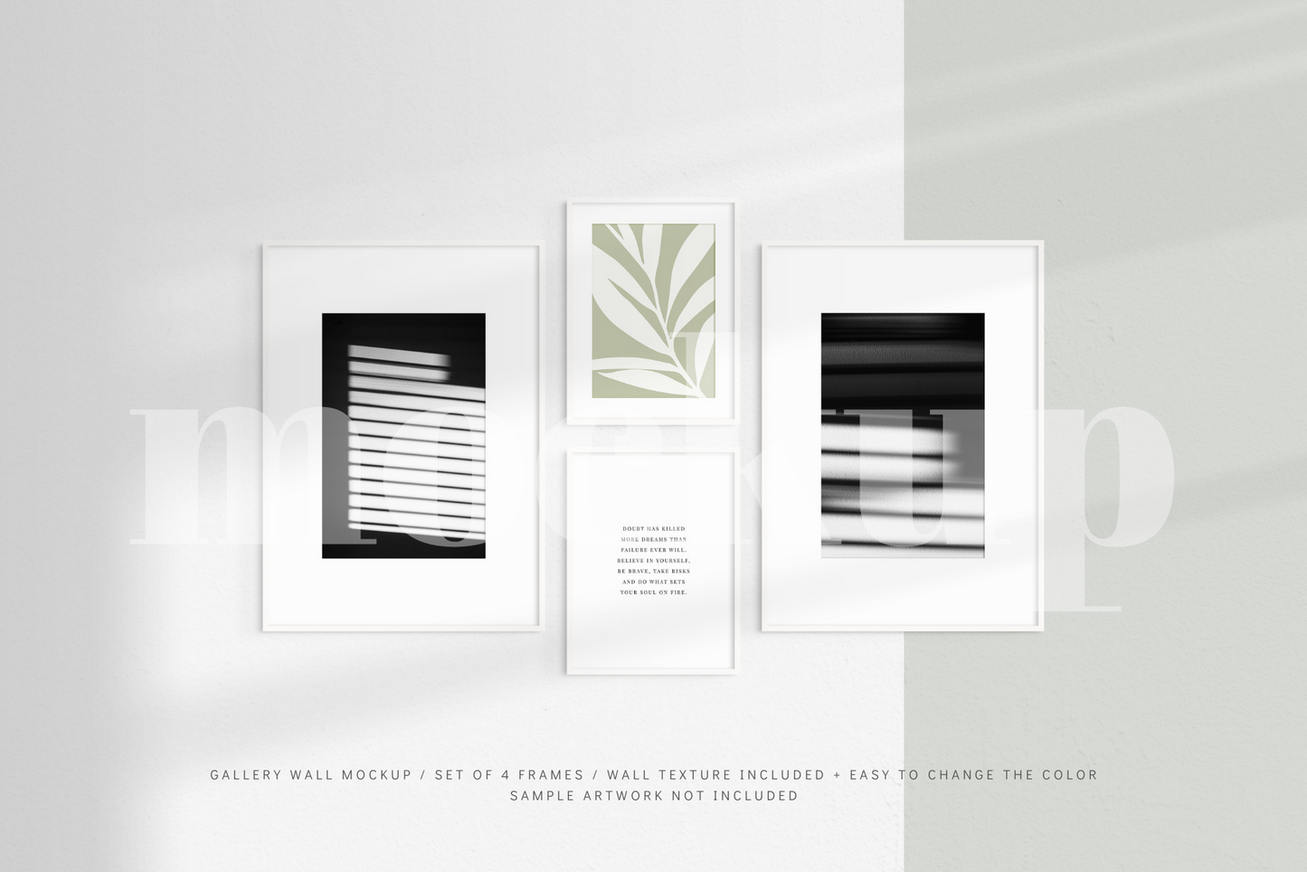 Gallery Wall Mockup | Set of 4 Frames | Frame Mockup | White | PSD