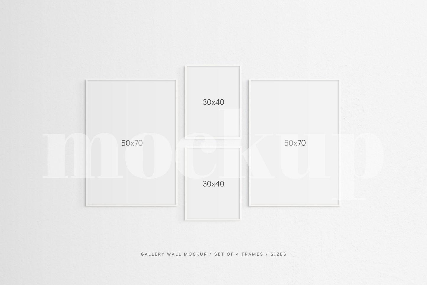 Gallery Wall Mockup | Set of 4 Frames | Frame Mockup | White | PSD