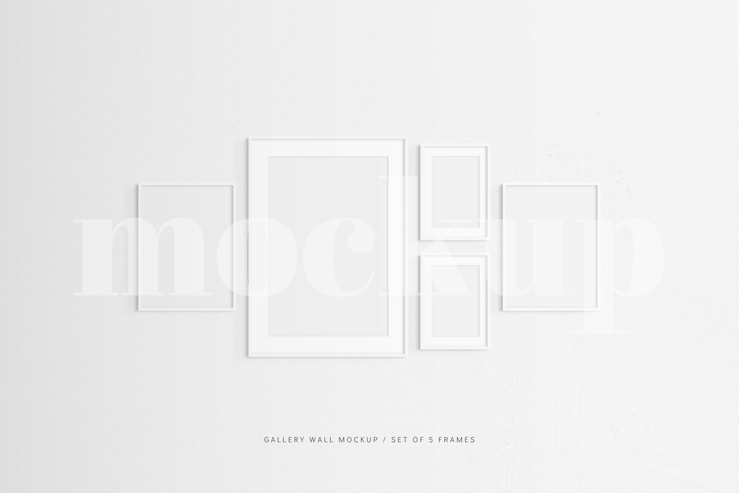 Gallery Wall Mockup | Set of 5 Frames | Frame Mockup | White | PSD