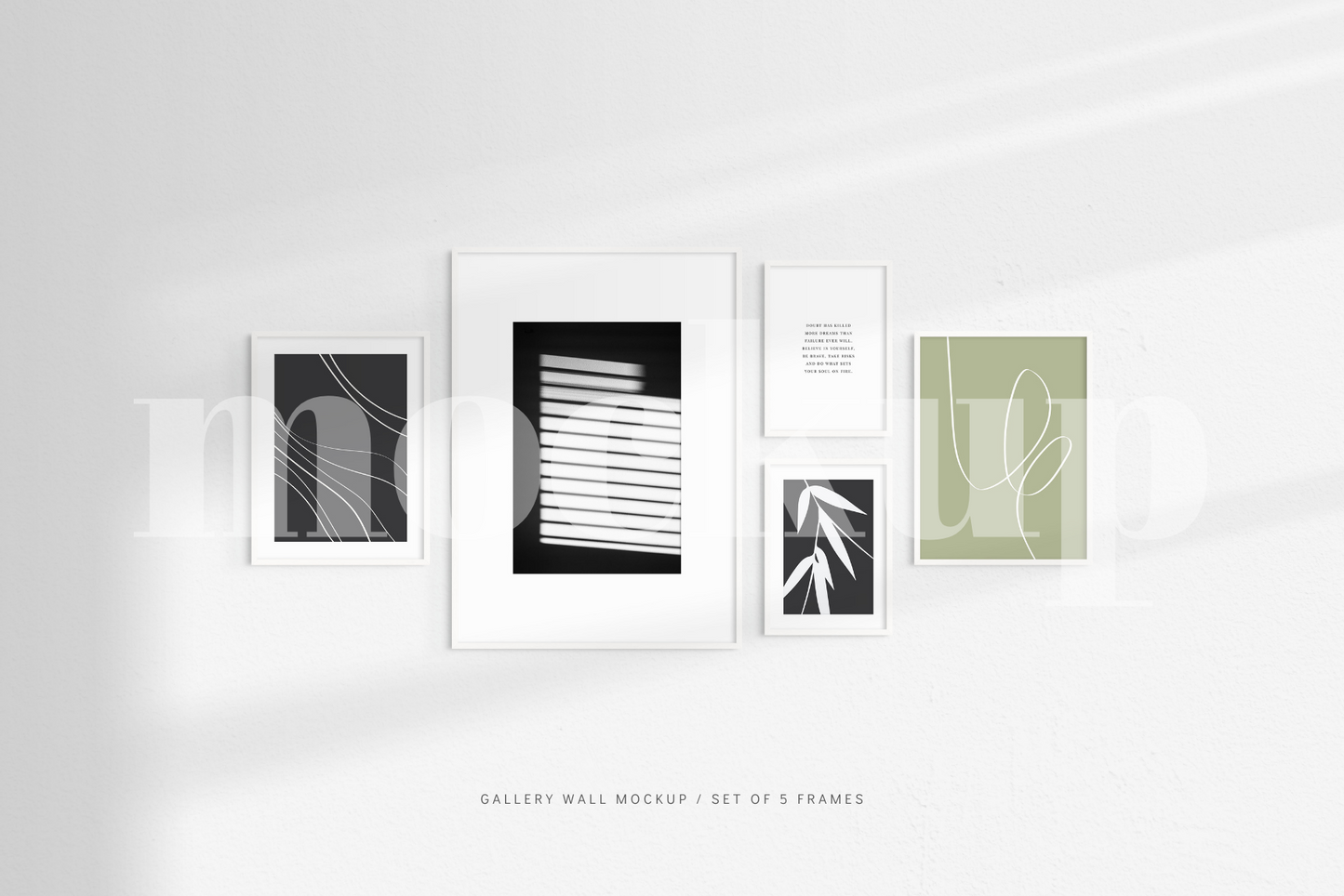 Gallery Wall Mockup | Set of 5 Frames | Frame Mockup | White | PSD