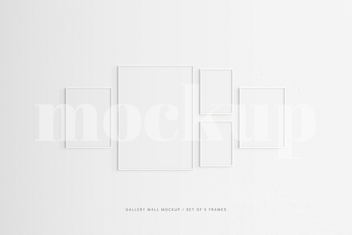 Gallery Wall Mockup | Set of 5 Frames | Frame Mockup | White | PSD