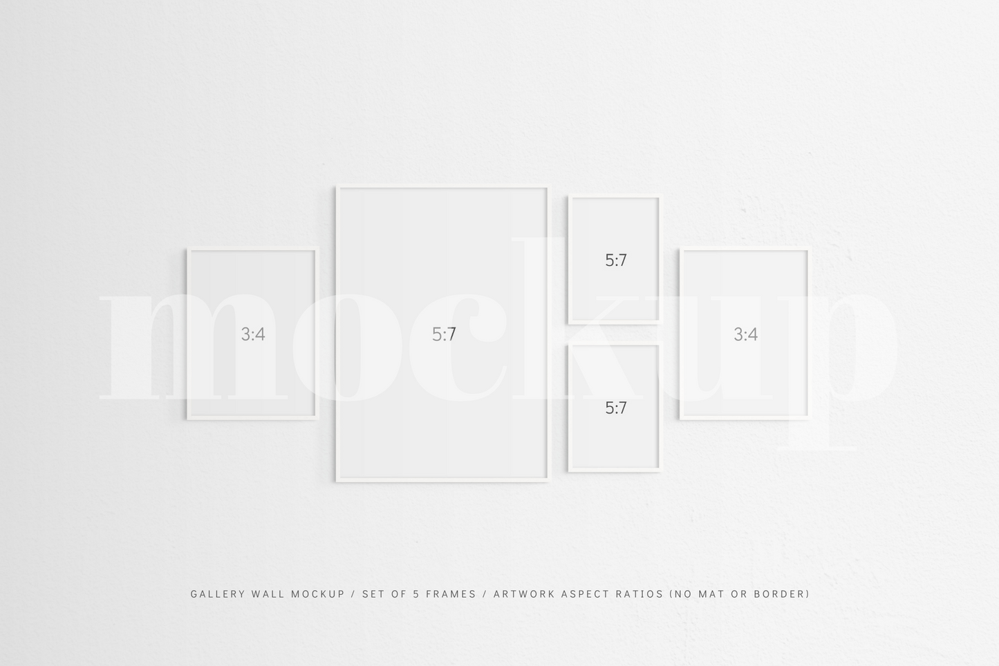 Gallery Wall Mockup | Set of 5 Frames | Frame Mockup | White | PSD