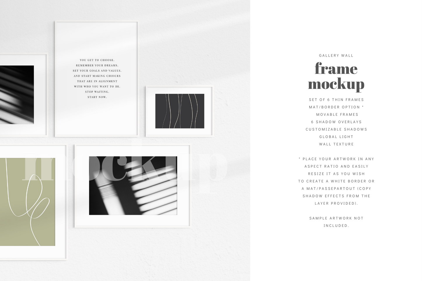 Gallery Wall Mockup | Set of 6 Frames | Frame Mockup | White | PSD