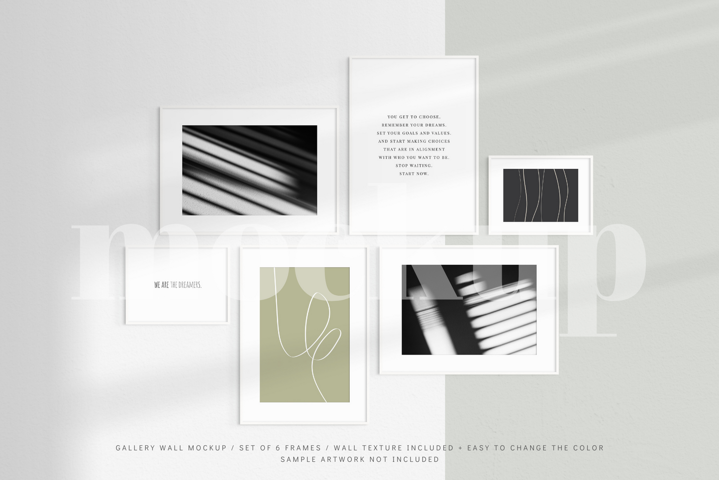 Gallery Wall Mockup | Set of 6 Frames | Frame Mockup | White | PSD