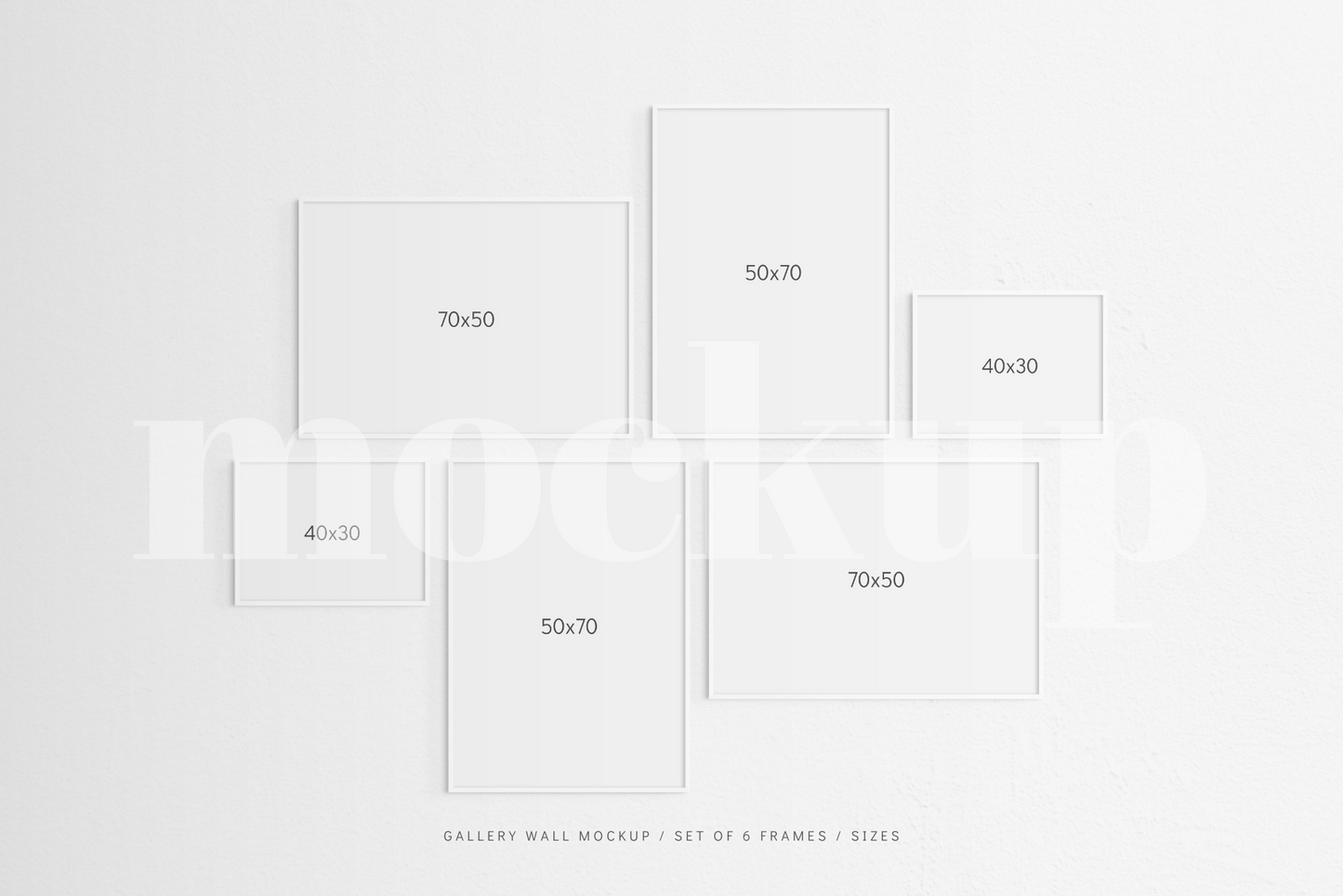 Gallery Wall Mockup | Set of 6 Frames | Frame Mockup | White | PSD