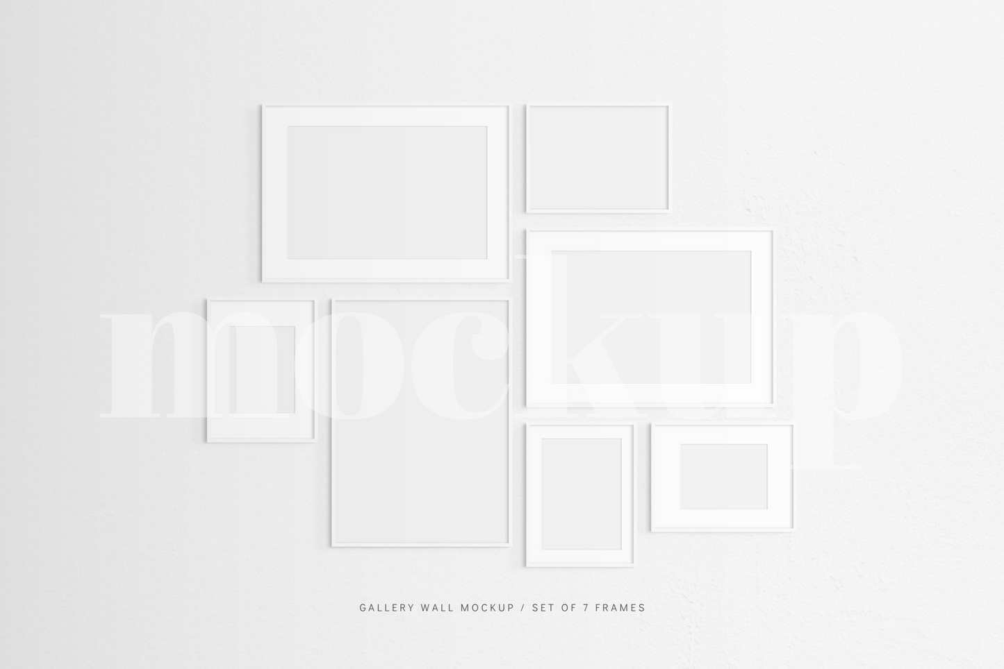 Gallery Wall Mockup | Set of 7 Frames | Frame Mockup | White | PSD