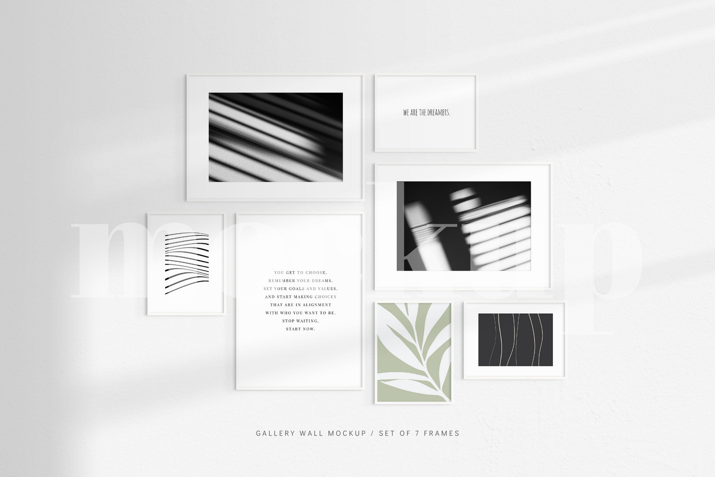 Gallery Wall Mockup | Set of 7 Frames | Frame Mockup | White | PSD