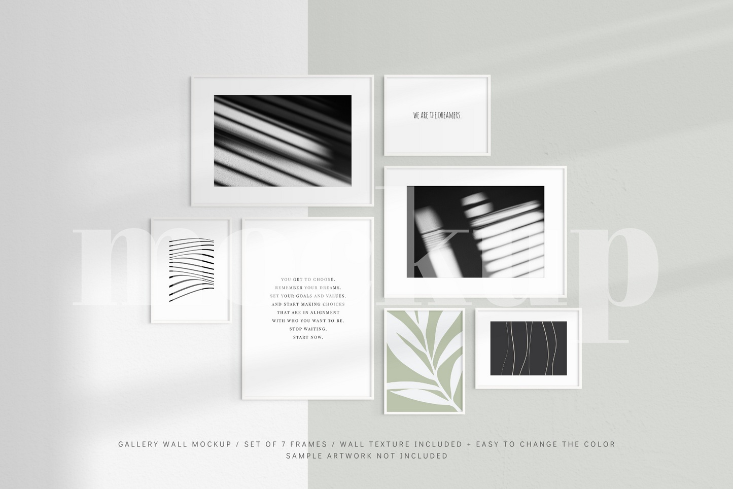 Gallery Wall Mockup | Set of 7 Frames | Frame Mockup | White | PSD