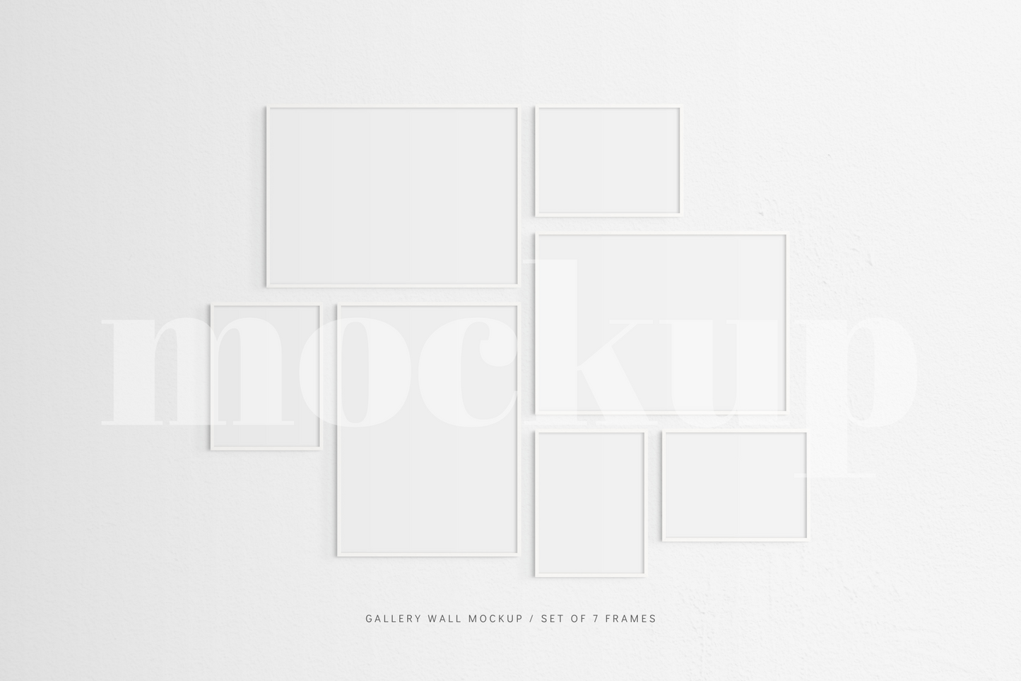 Gallery Wall Mockup | Set of 7 Frames | Frame Mockup | White | PSD