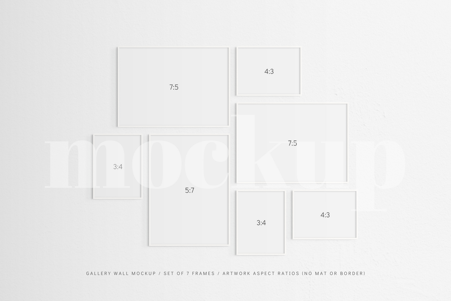 Gallery Wall Mockup | Set of 7 Frames | Frame Mockup | White | PSD