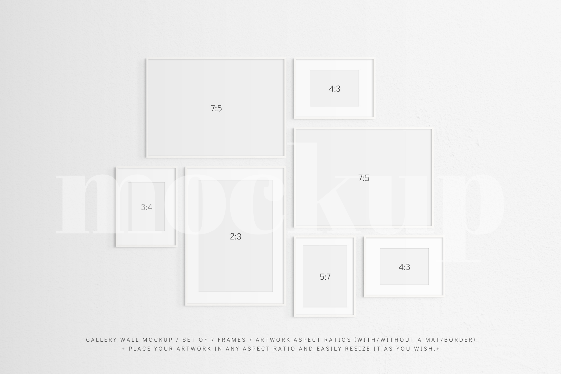 Gallery Wall Mockup | Set of 7 Frames | Frame Mockup | White | PSD