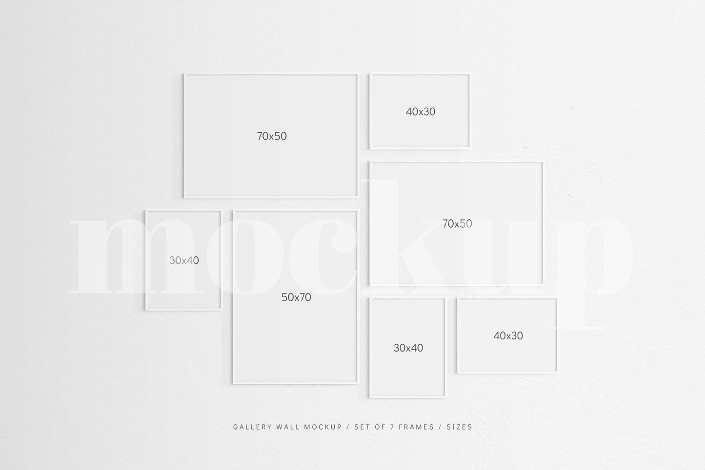 Gallery Wall Mockup | Set of 7 Frames | Frame Mockup | White | PSD