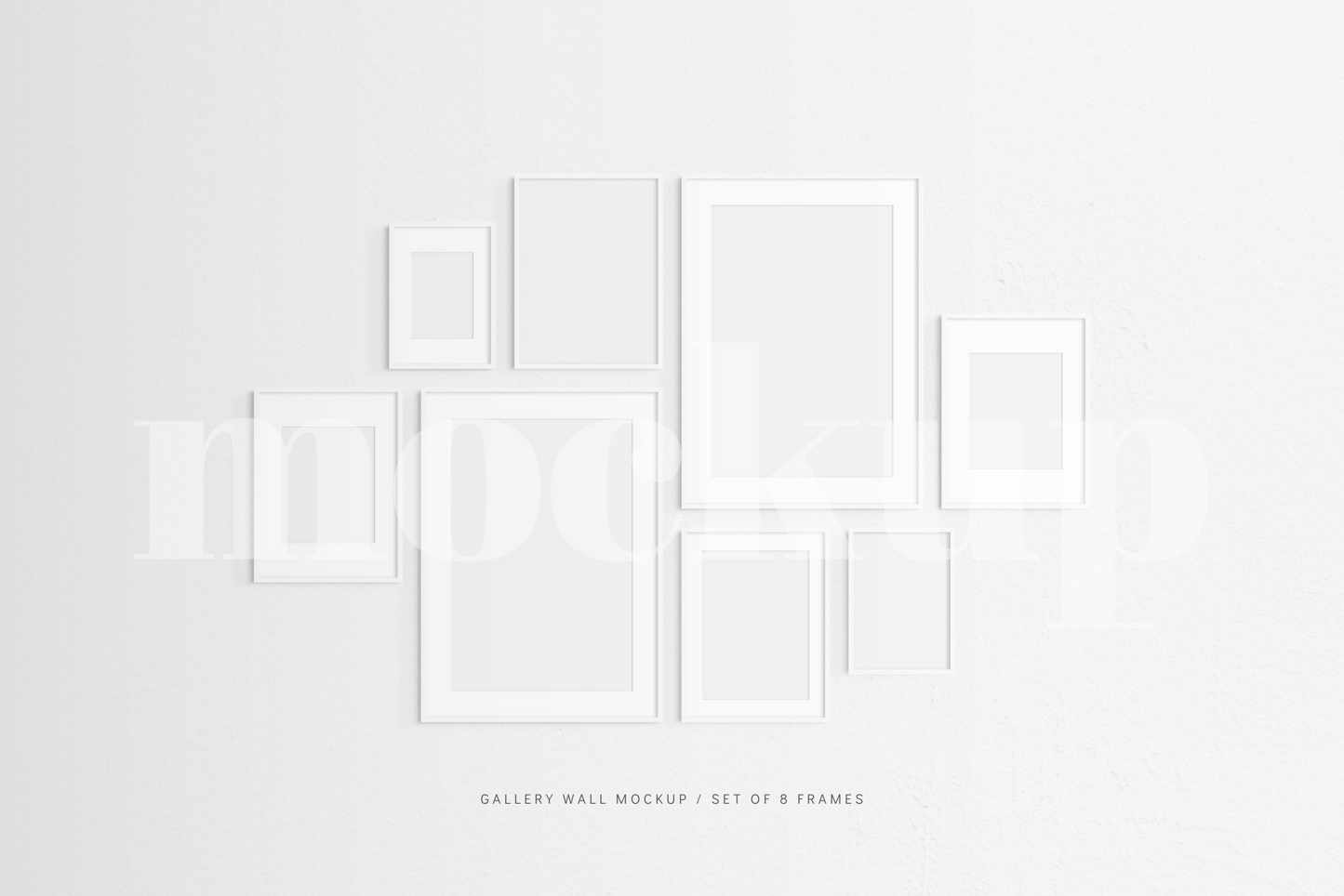 Gallery Wall Mockup | Set of 8 Frames | Frame Mockup | White | PSD