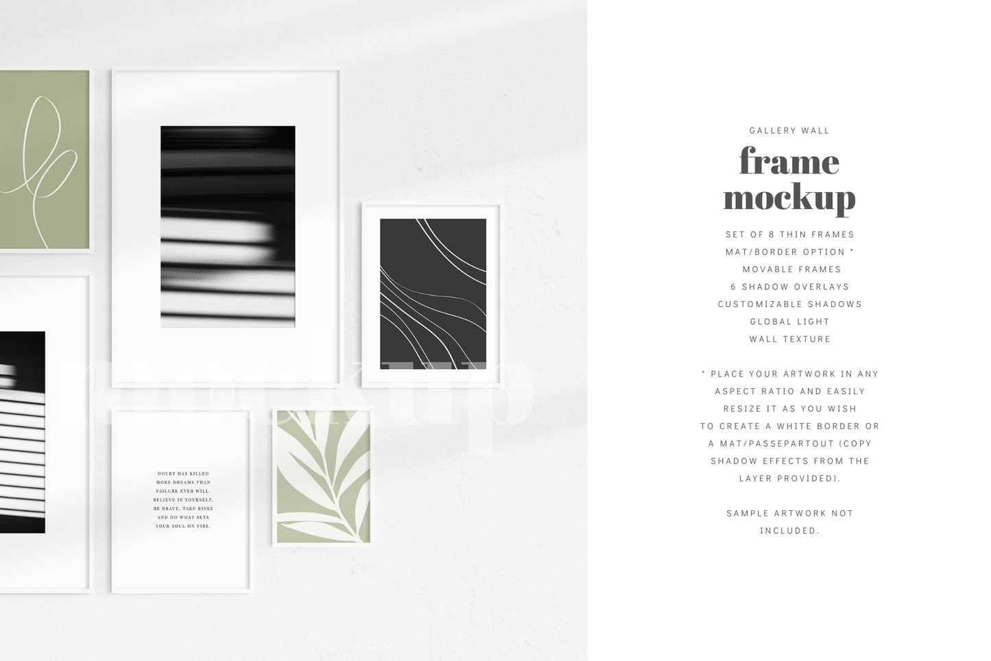 Gallery Wall Mockup | Set of 8 Frames | Frame Mockup | White | PSD