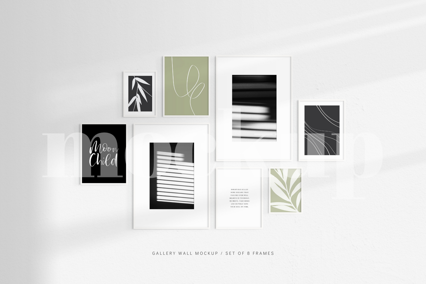 Gallery Wall Mockup | Set of 8 Frames | Frame Mockup | White | PSD
