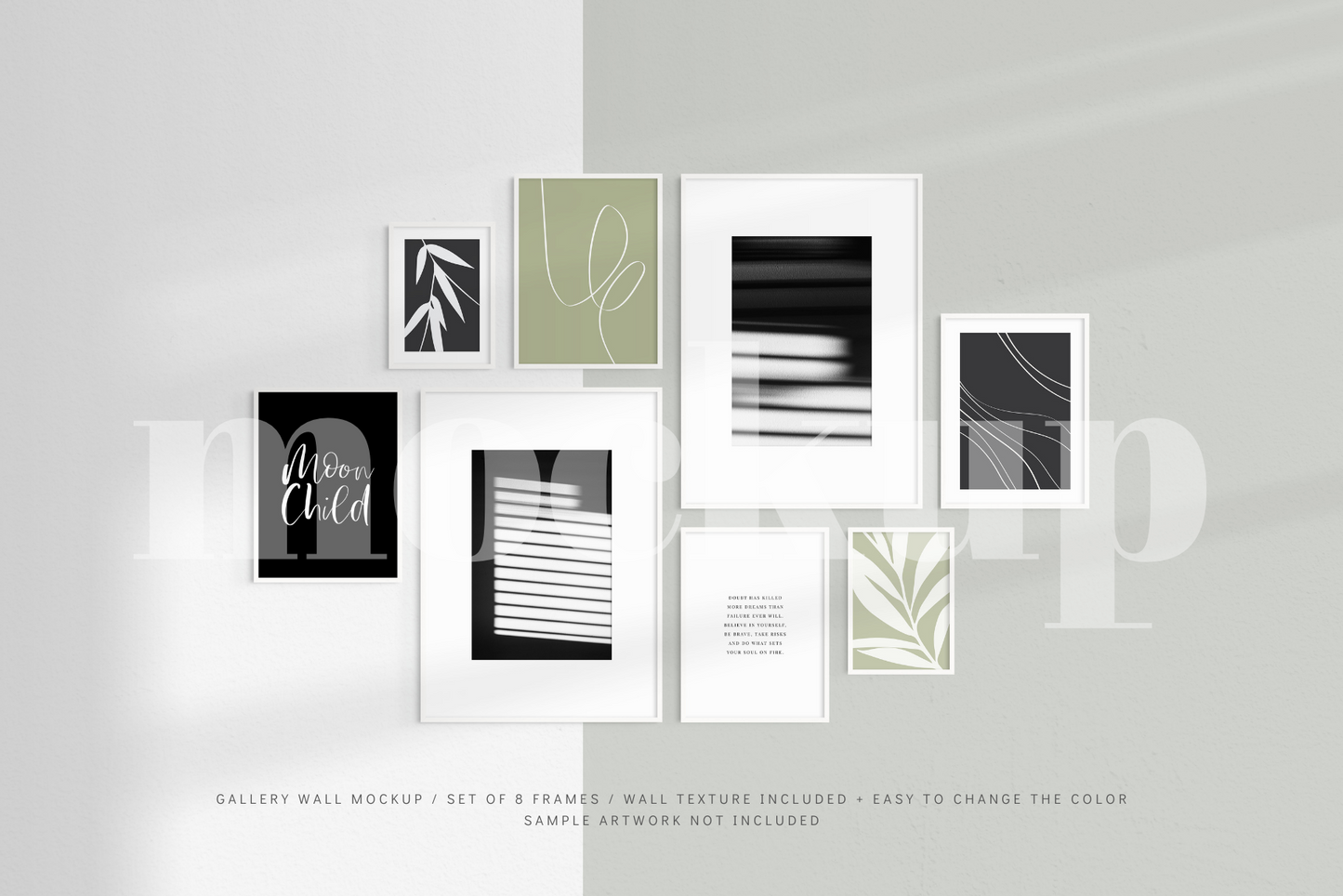 Gallery Wall Mockup | Set of 8 Frames | Frame Mockup | White | PSD