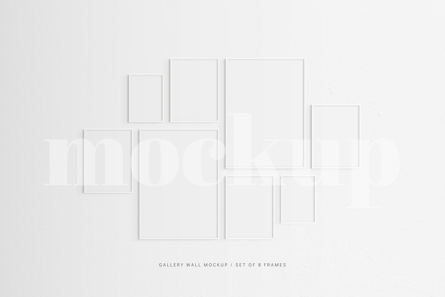 Gallery Wall Mockup | Set of 8 Frames | Frame Mockup | White | PSD
