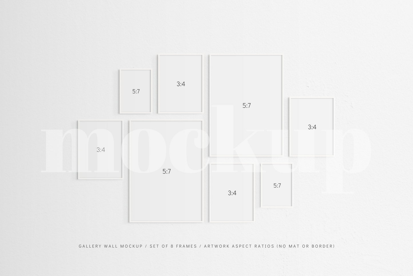 Gallery Wall Mockup | Set of 8 Frames | Frame Mockup | White | PSD