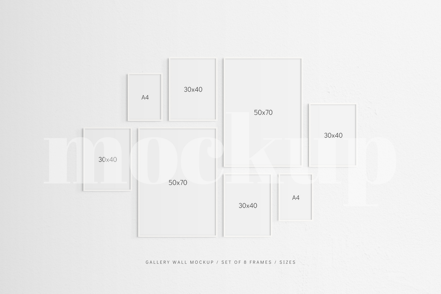 Gallery Wall Mockup | Set of 8 Frames | Frame Mockup | White | PSD