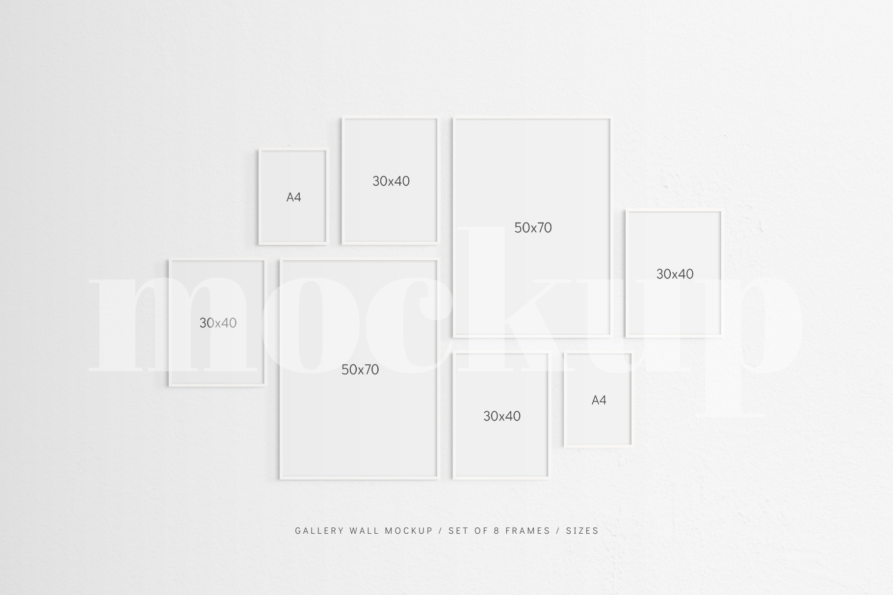 Gallery Wall Mockup | Set of 8 Frames | Frame Mockup | White | PSD