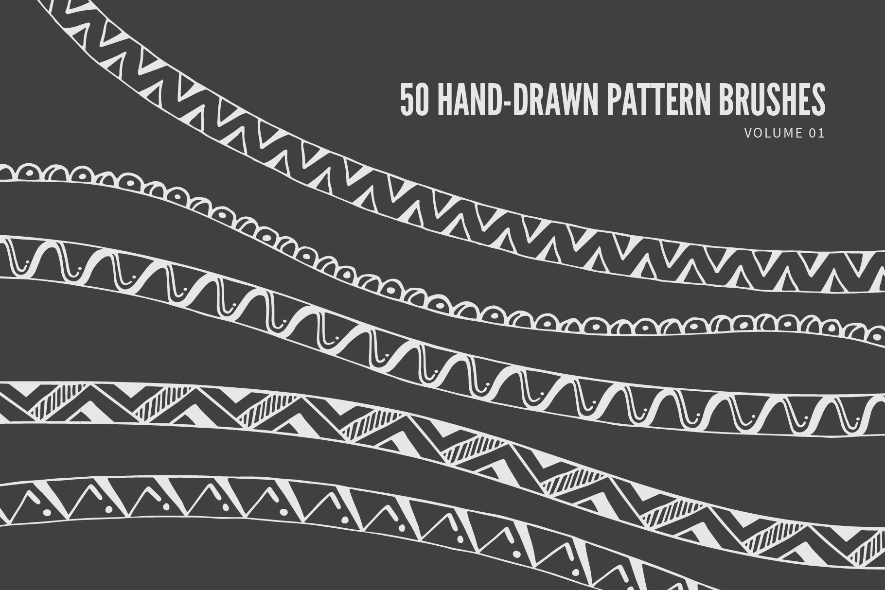 Hand Drawn Vector Pattern Brushes 01 Geometric Tribal Boho Floral