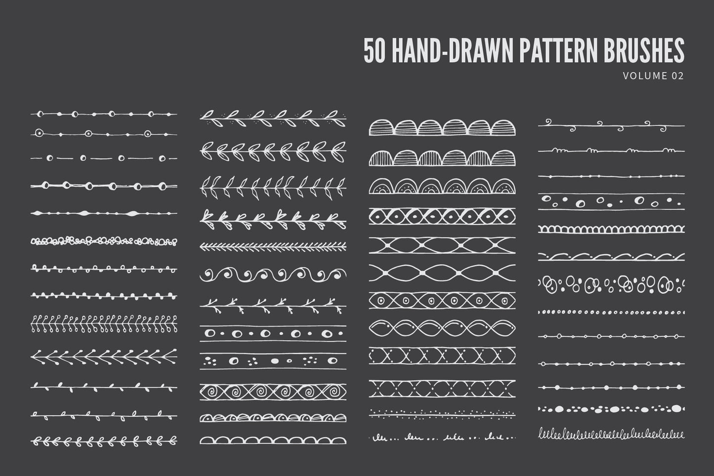 Hand Drawn Vector Pattern Brushes 02 Abstract Tribal Boho Floral