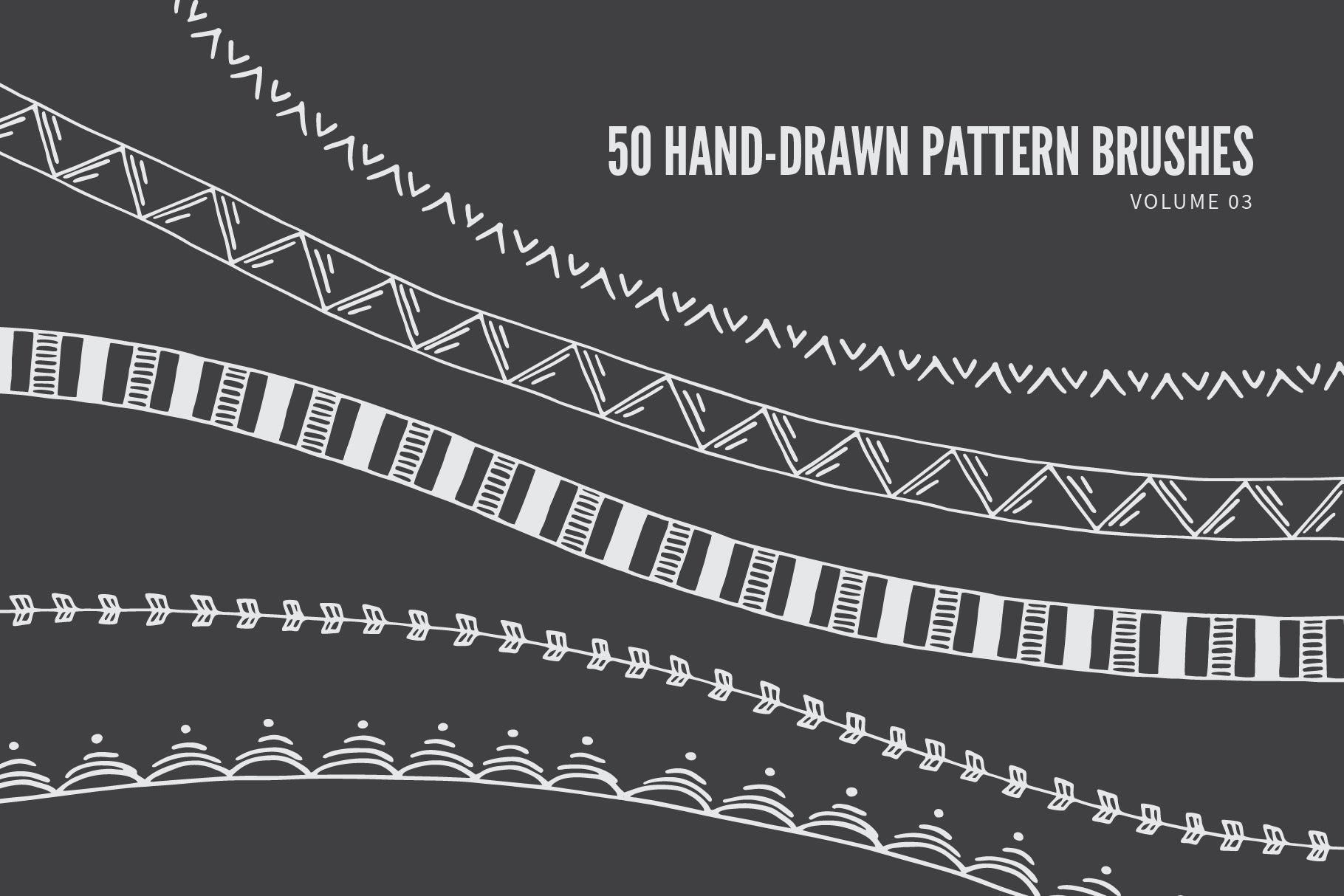 Hand Drawn Vector Pattern Brushes 03 Geometric Tribal Boho Floral