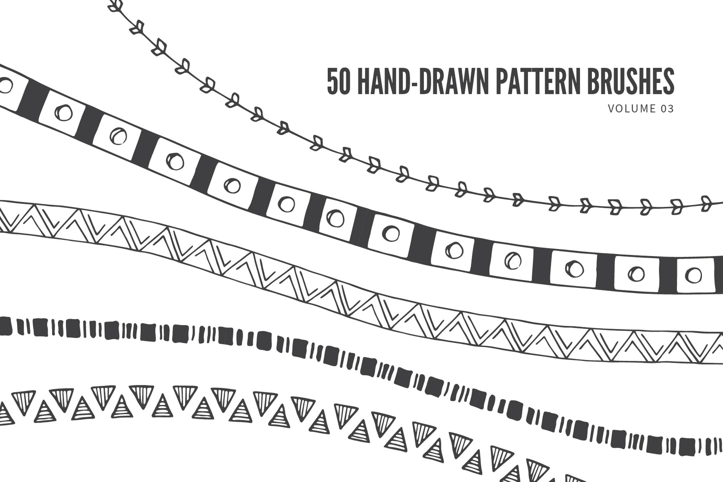 Hand Drawn Vector Pattern Brushes Bundle 01 Geometric Abstract Tribal Boho Floral Botanical Foliage