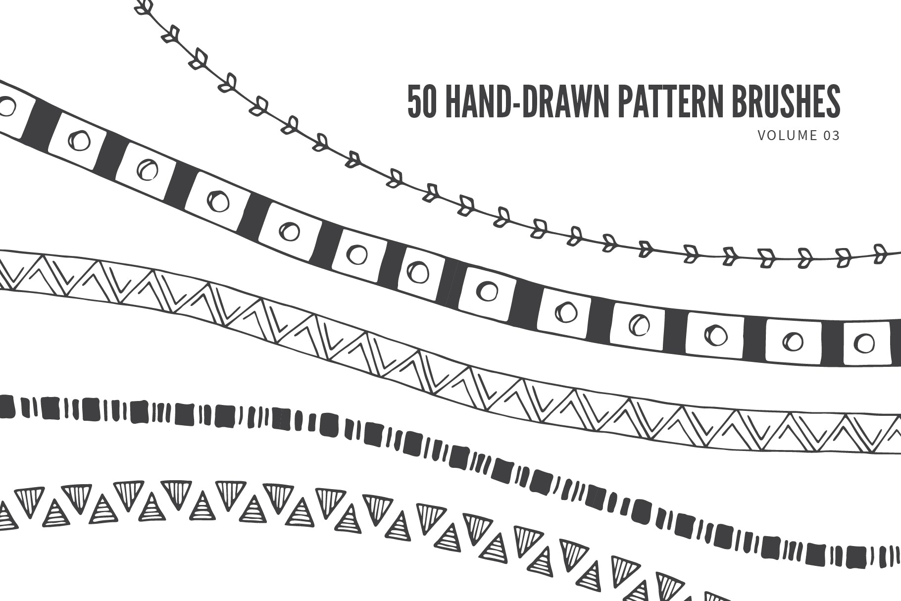 Hand Drawn Vector Pattern Brushes Bundle 01 Geometric Abstract Tribal Boho Floral Botanical Foliage