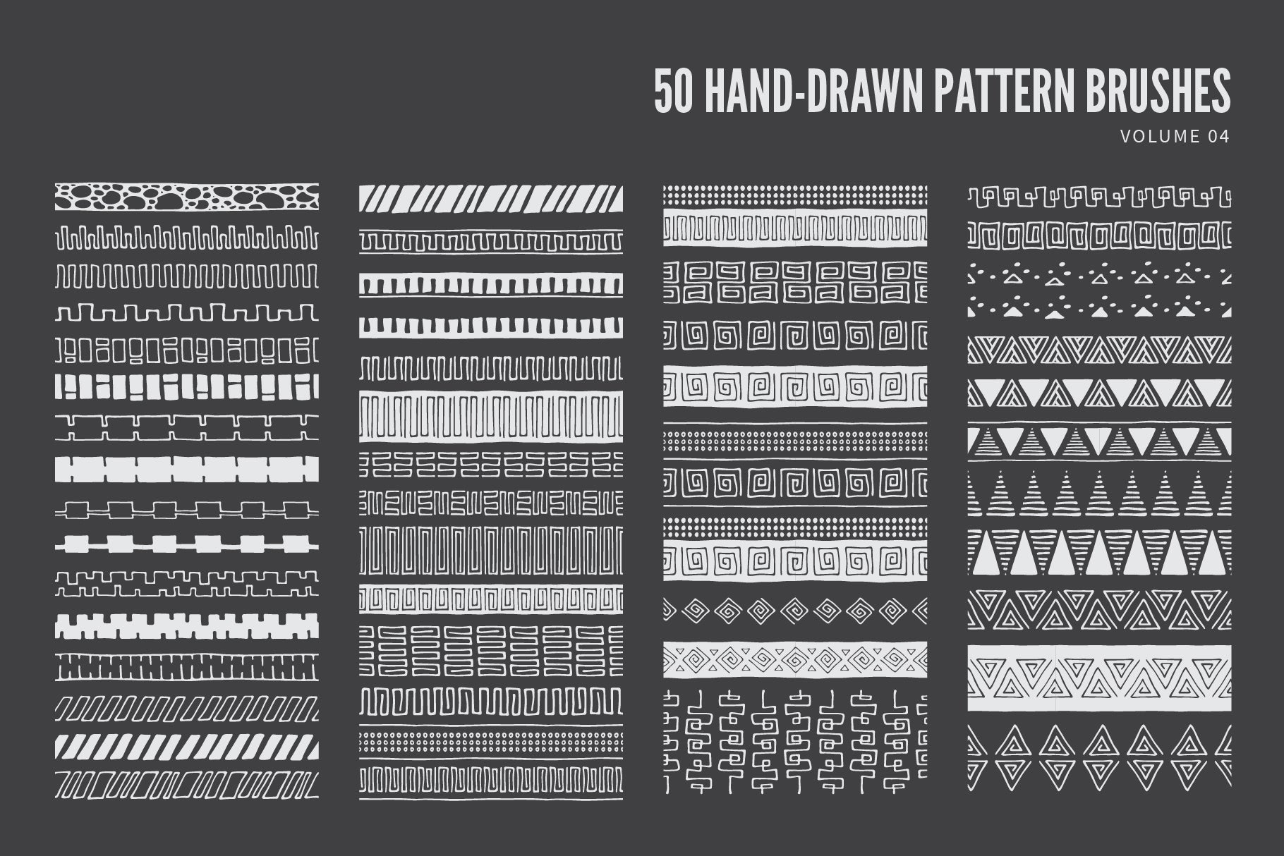 Hand Drawn Vector Pattern Brushes 04 Abstract Tribal Boho Floral