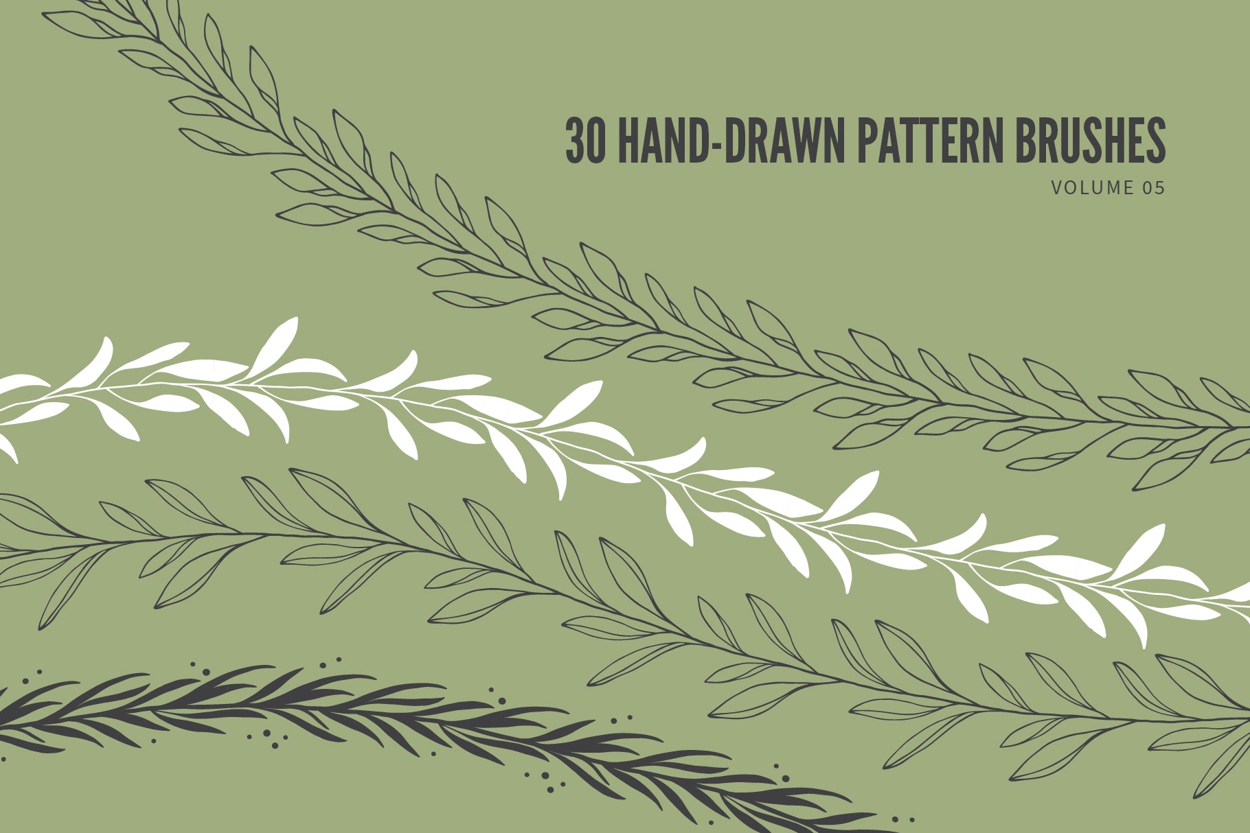 Hand Drawn Vector Pattern Brushes Bundle 01 Geometric Abstract Tribal Boho Floral Botanical Foliage