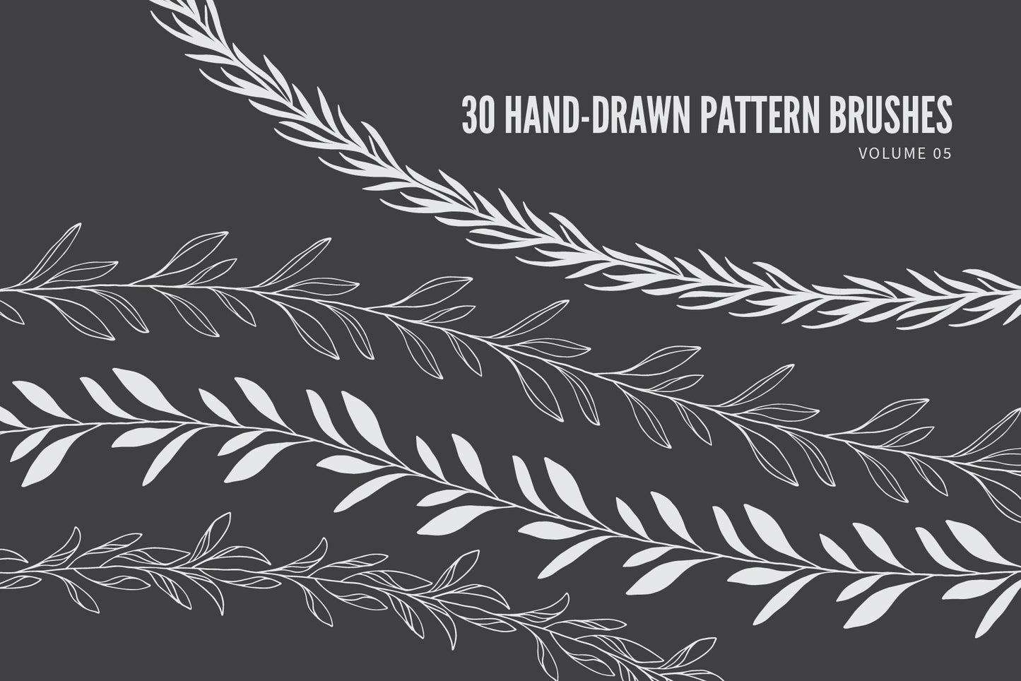 Hand Drawn Vector Pattern Brushes 05 Botanical Floral Leaves Branches Foliage