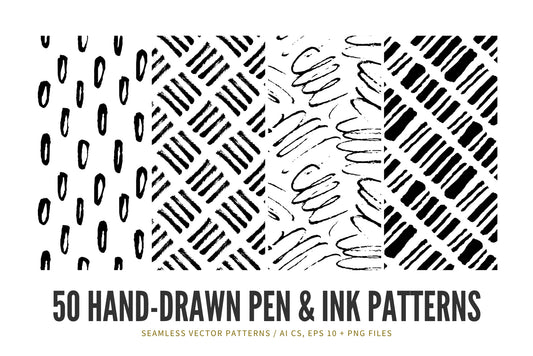 Hand Drawn Patterns 01 Seamless Vector Patterns Pen and Ink Doodle Patterns