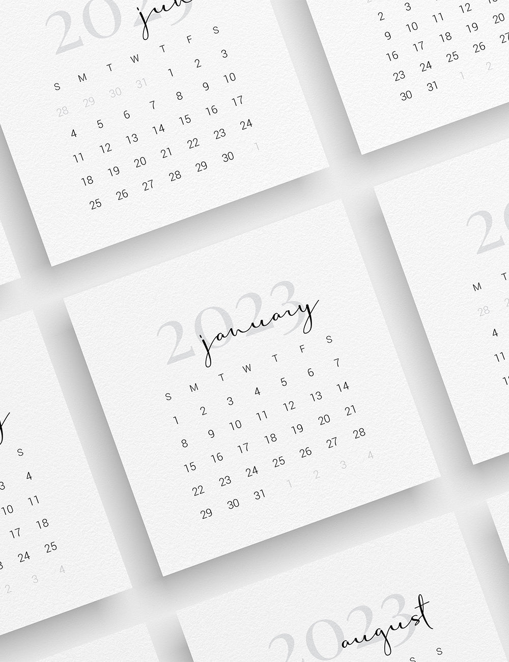 2023 Calendar | 3x3 | 2x2 | Printable Mini Calendar 2023 | Planner Cards | Minimal Aesthetic | Clean Design |  PAPER MOON Art & Design
