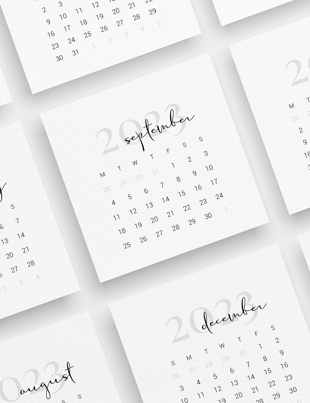 2023 Calendar | 3x3 | 2x2 | Printable Mini Calendar 2023 | Planner Cards | Minimal Aesthetic | Clean Design |  PAPER MOON Art & Design