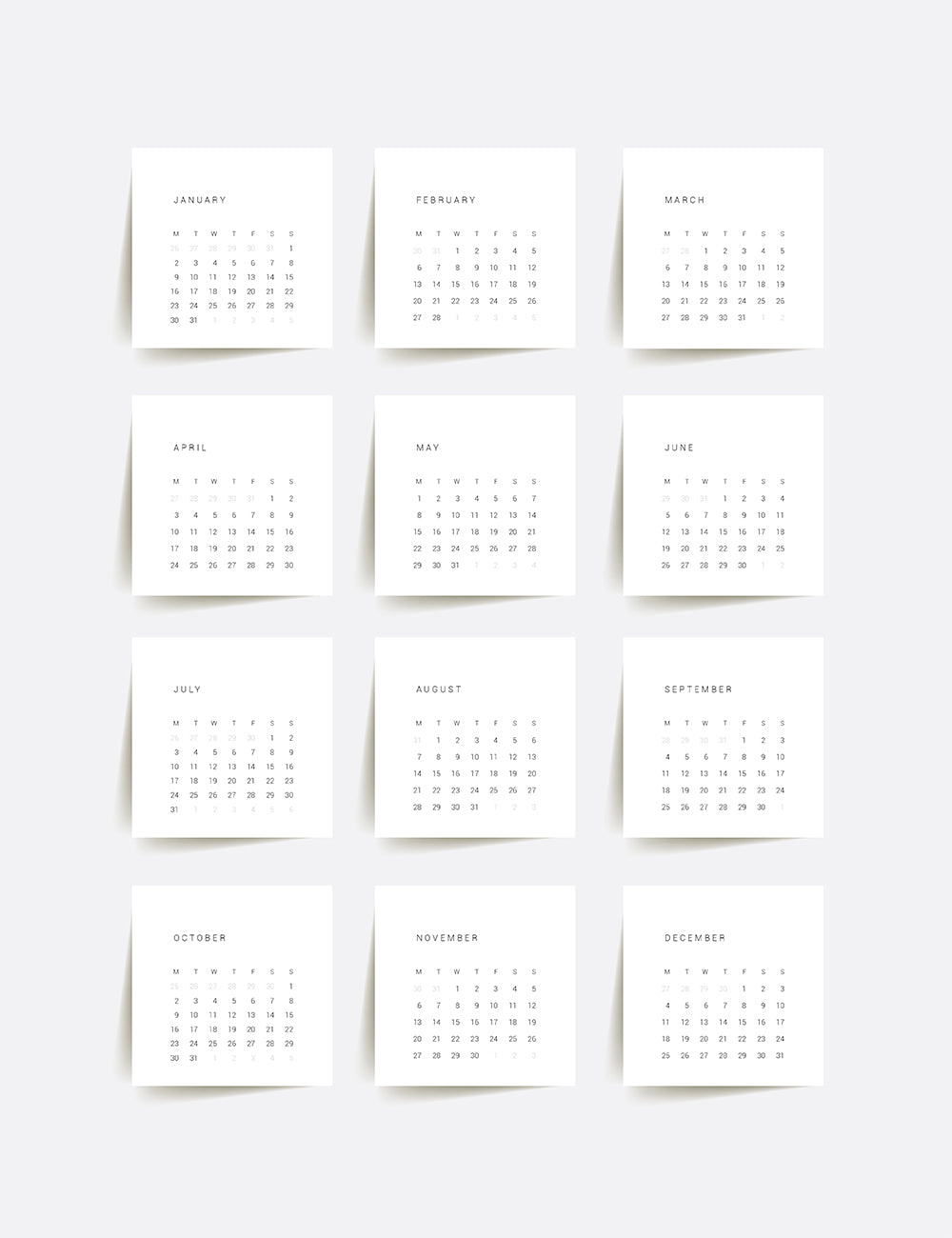 2023 Calendar | 3x3 | 2x2 | Printable Mini Calendar 2023 | Planner Cards | Minimal Aesthetic | Clean Design |  PAPER MOON Art & Design