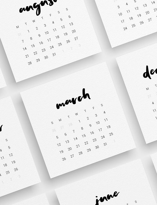 2023 Calendar | 3x3 | 2x2 | Printable Mini Calendar 2023 | Planner Cards | Minimal Aesthetic | Clean Design |  PAPER MOON Art & Design