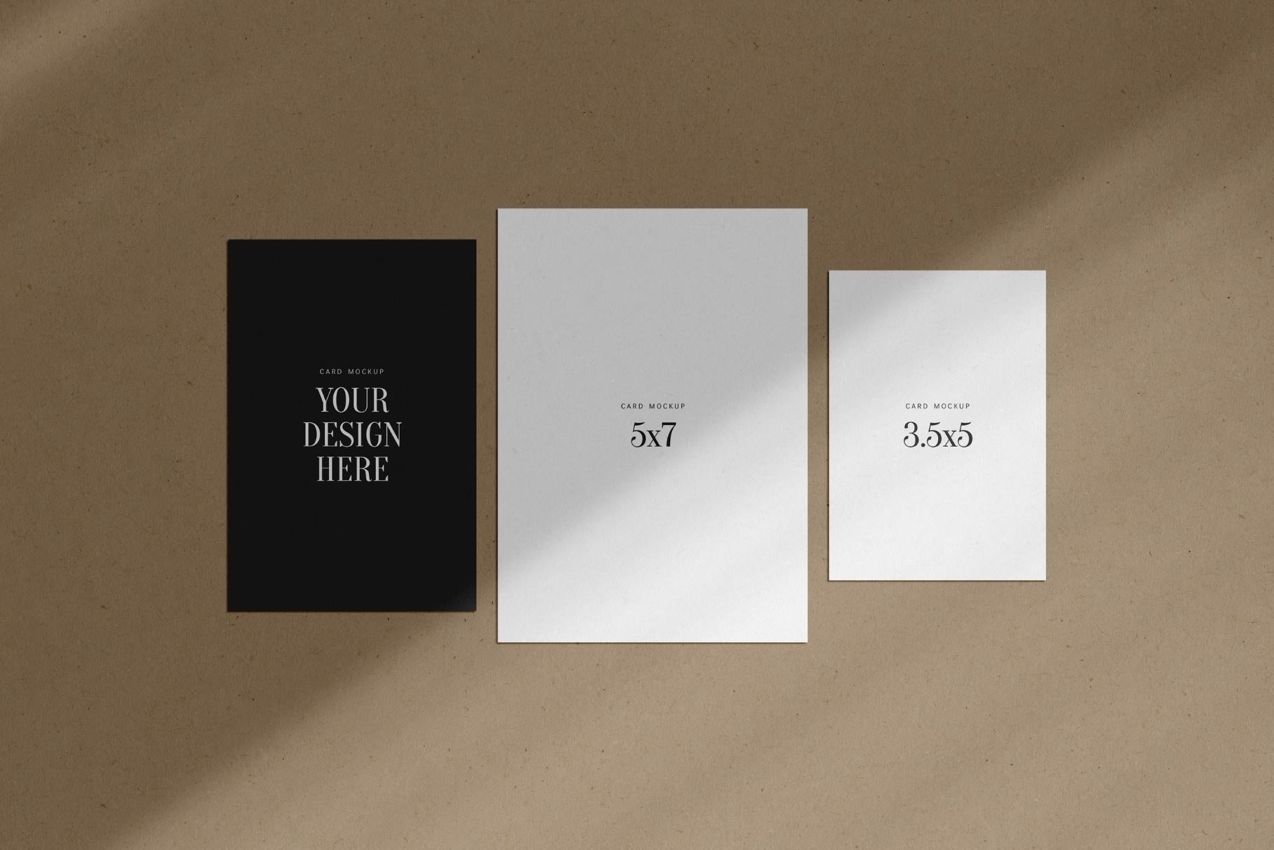 PAPER MOCKUP SET #8 | Card Mockup: 4x6, 5x7, 3.5x5 | PSD Mockup